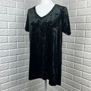 SPRING + MERCER Velvet Legging Tee Black Velvet V Neck size Large